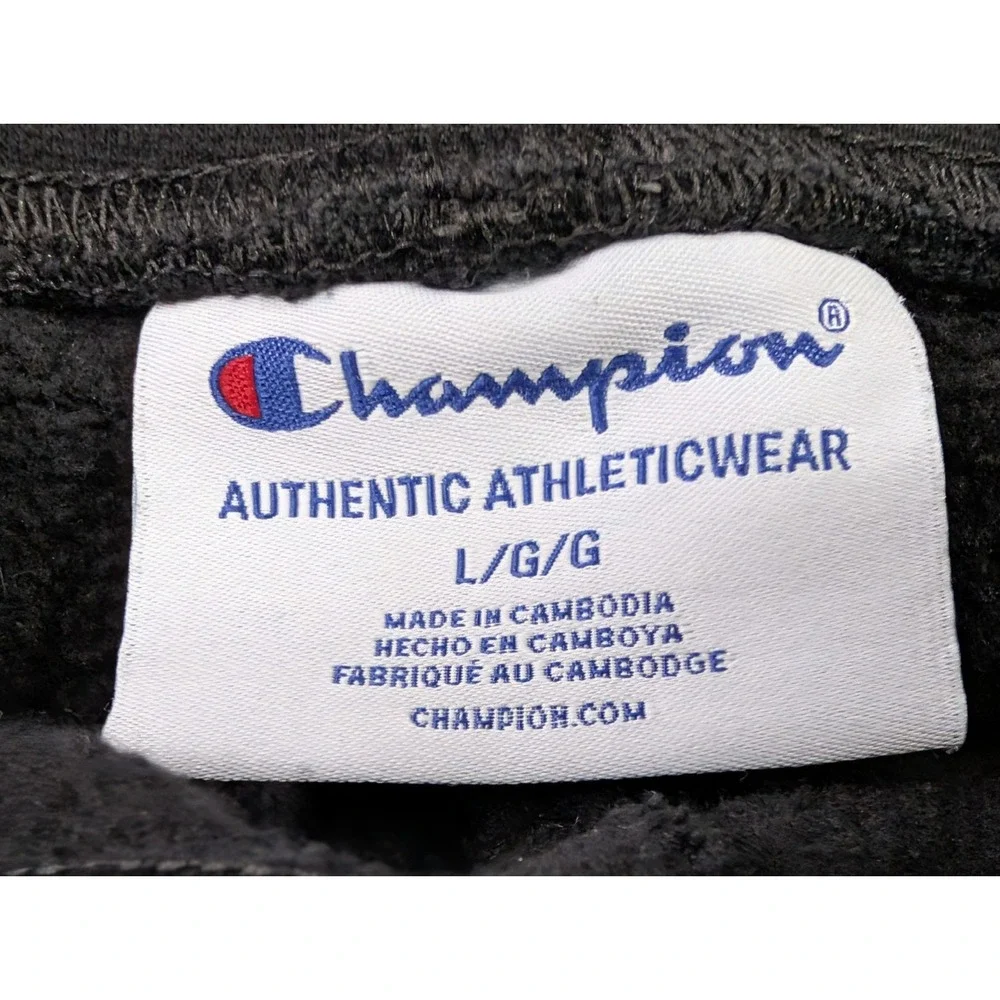 Champion Jogger Sweatpants Mens L Black Fleece Lined Drawstring Pockets‎ Active